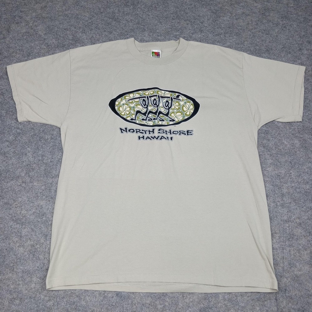 North Shore Hawaii Shirt Mens Extra Large Beige Graphic Turtle Surf Beach Tee